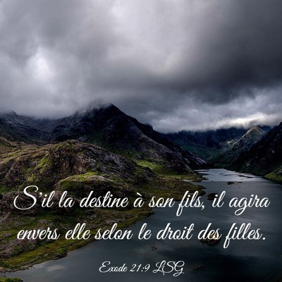 Picture 03 - Exode 21:9 LSG - S'il la destine à son fils, il agira envers elle - Bible Verse Picture