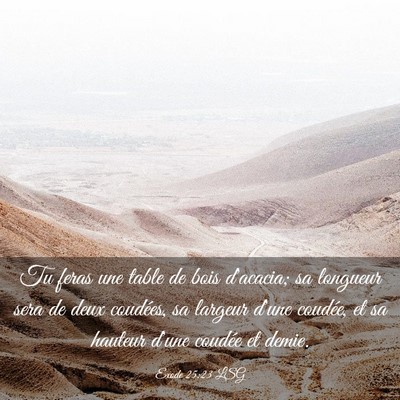 Picture 03 - Exode 25:23 LSG - Tu feras une table de bois d'acacia; sa longueur - Bible Verse Picture