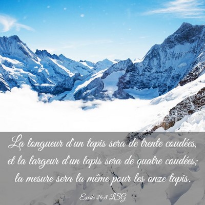 Picture 03 - Exode 26:8 LSG - La longueur d'un tapis sera de trente coudées, - Bible Verse Picture
