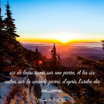 Picture 03 - Exode 28:10 LSG - six de leurs noms sur une pierre, et les six - Bible Verse Picture