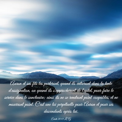 Picture 03 - Exode 28:43 LSG - Aaron et ses fils les porteront, quand ils - Bible Verse Picture