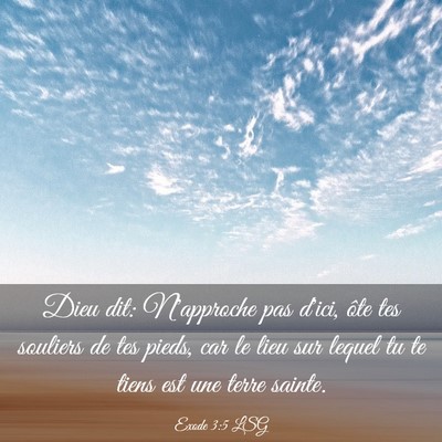 Picture 03 - Exode 3:5 LSG - Dieu dit: N'approche pas d'ici, ôte tes souliers - Bible Verse Picture