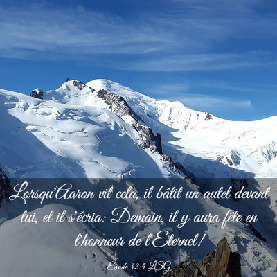 Picture 03 - Exode 32:5 LSG - Lorsqu'Aaron vit cela, il bâtit un autel devant - Bible Verse Picture