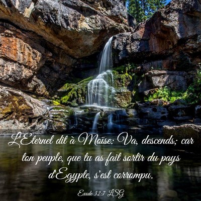 Picture 03 - Exode 32:7 LSG - L'Eternel dit à Moïse: Va, descends; car ton - Bible Verse Picture