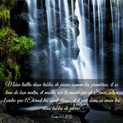Picture 03 - Exode 34:4 LSG - Moïse tailla deux tables de pierre comme les - Bible Verse Picture