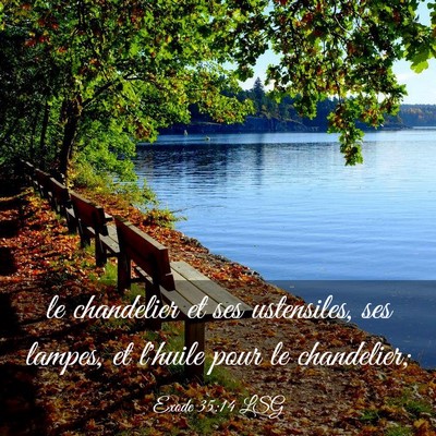 Picture 03 - Exode 35:14 LSG - le chandelier et ses ustensiles, ses lampes, et - Bible Verse Picture