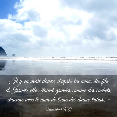 Picture 03 - Exode 39:14 LSG - Il y en avait douze, d'après les noms des fils - Bible Verse Picture