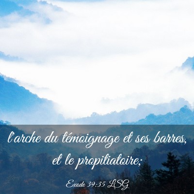 Picture 03 - Exode 39:35 LSG - l'arche du témoignage et ses barres, et le - Bible Verse Picture