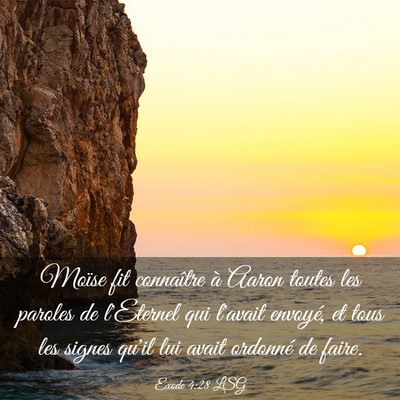Picture 03 - Exode 4:28 LSG - Moïse fit connaître à Aaron toutes les paroles - Bible Verse Picture