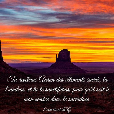 Picture 03 - Exode 40:13 LSG - Tu revêtiras Aaron des vêtements sacrés, tu - Bible Verse Picture