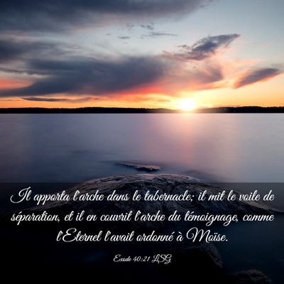 Picture 03 - Exode 40:21 LSG - Il apporta l'arche dans le tabernacle; il mit le - Bible Verse Picture