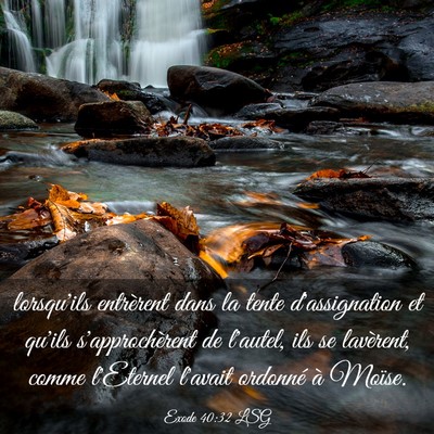 Picture 03 - Exode 40:32 LSG - lorsqu'ils entrèrent dans la tente d'assignation - Bible Verse Picture