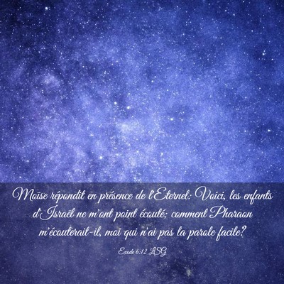 Picture 03 - Exode 6:12 LSG - Moïse répondit en présence de l'Eternel: - Bible Verse Picture