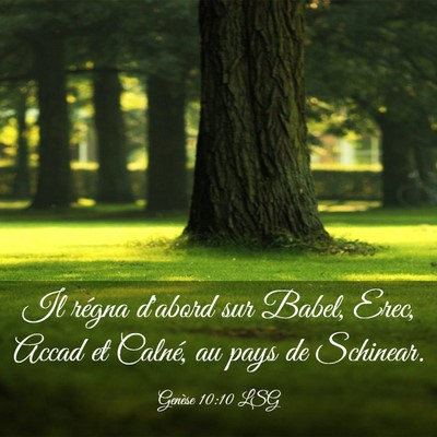 Picture 03 - Genèse 10:10 LSG - Il régna d'abord sur Babel, Erec, Accad et - Bible Verse Picture