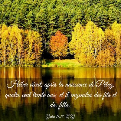 Picture 03 - Genèse 11:17 LSG - Héber vécut, après la naissance de Péleg, - Bible Verse Picture