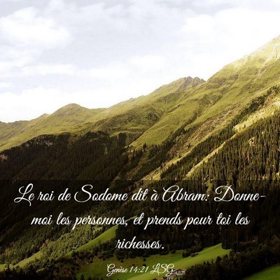 Picture 03 - Genèse 14:21 LSG - Le roi de Sodome dit à Abram: Donne-moi les - Bible Verse Picture