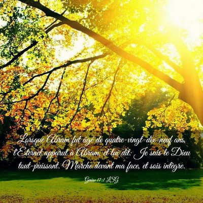 Picture 03 - Genèse 17:1 LSG - Lorsque Abram fut âgé de quatre-vingt-dix-neuf - Bible Verse Picture