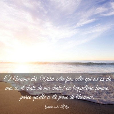 Picture 03 - Genèse 2:23 LSG - Et l'homme dit: Voici cette fois celle qui est os - Bible Verse Picture