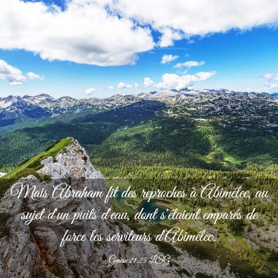Picture 03 - Genèse 21:25 LSG - Mais Abraham fit des reproches à Abimélec, au - Bible Verse Picture