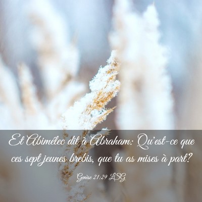 Picture 03 - Genèse 21:29 LSG - Et Abimélec dit à Abraham: Qu'est-ce que ces - Bible Verse Picture