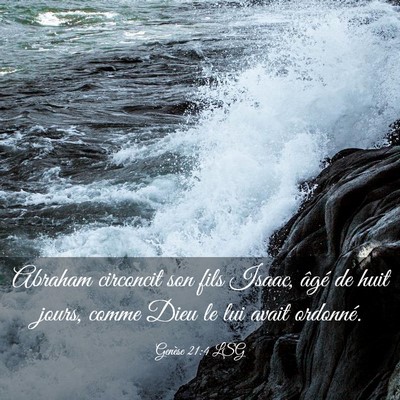 Picture 03 - Genèse 21:4 LSG - Abraham circoncit son fils Isaac, âgé de huit - Bible Verse Picture