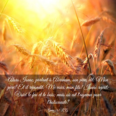 Picture 03 - Genèse 22:7 LSG - Alors Isaac, parlant à Abraham, son père, dit: - Bible Verse Picture