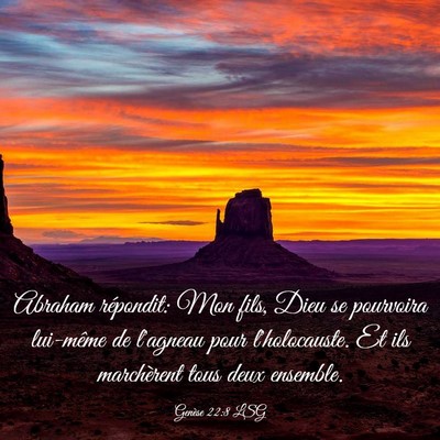 Picture 03 - Genèse 22:8 LSG - Abraham répondit: Mon fils, Dieu se pourvoira - Bible Verse Picture