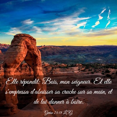 Picture 03 - Genèse 24:18 LSG - Elle répondit: Bois, mon seigneur. Et elle - Bible Verse Picture
