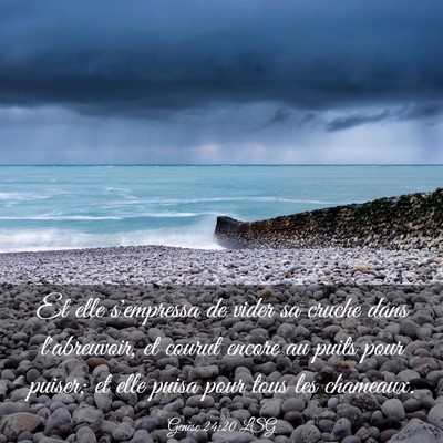 Picture 03 - Genèse 24:20 LSG - Et elle s'empressa de vider sa cruche dans - Bible Verse Picture