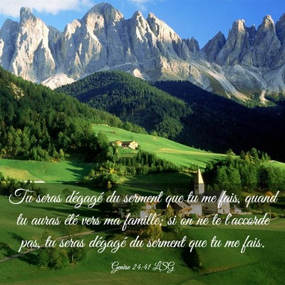 Picture 03 - Genèse 24:41 LSG - Tu seras dégagé du serment que tu me fais, - Bible Verse Picture