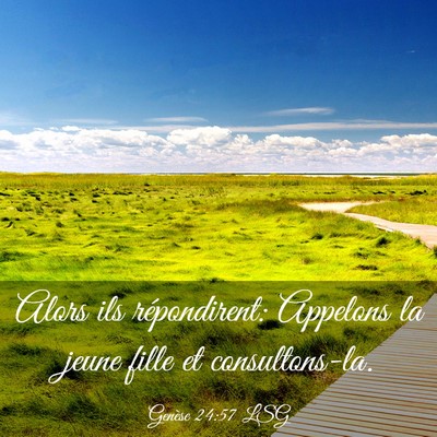 Picture 03 - Genèse 24:57 LSG - Alors ils répondirent: Appelons la jeune fille - Bible Verse Picture