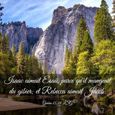 Picture 03 - Genèse 25:28 LSG - Isaac aimait Esaü, parce qu'il mangeait du - Bible Verse Picture