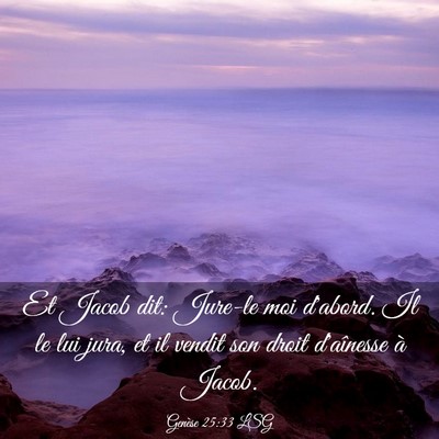 Picture 03 - Genèse 25:33 LSG - Et Jacob dit: Jure-le moi d'abord. Il le lui - Bible Verse Picture