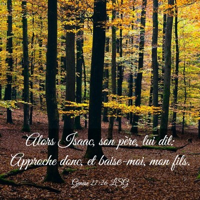 Picture 03 - Genèse 27:26 LSG - Alors Isaac, son père, lui dit: Approche donc, - Bible Verse Picture