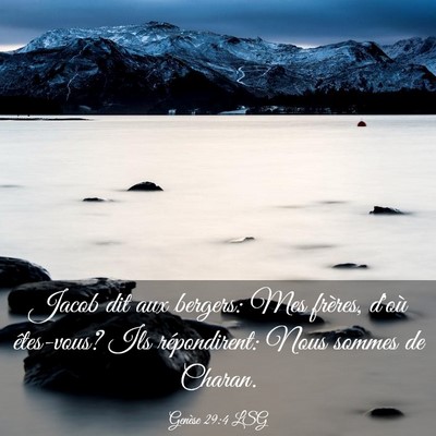 Picture 03 - Genèse 29:4 LSG - Jacob dit aux bergers: Mes frères, d'où - Bible Verse Picture