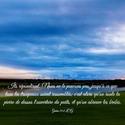 Picture 03 - Genèse 29:8 LSG - Ils répondirent: Nous ne le pouvons pas, - Bible Verse Picture