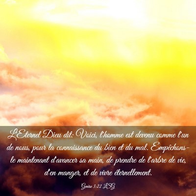 Picture 03 - Genèse 3:22 LSG - L'Eternel Dieu dit: Voici, l'homme est devenu - Bible Verse Picture
