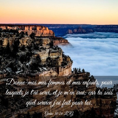 Picture 03 - Genèse 30:26 LSG - Donne-moi mes femmes et mes enfants, pour - Bible Verse Picture