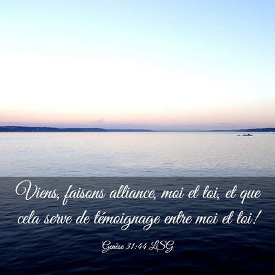 Picture 03 - Genèse 31:44 LSG - Viens, faisons alliance, moi et toi, et que cela - Bible Verse Picture