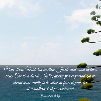 Picture 03 - Genèse 32:20 LSG - Vous direz: Voici, ton serviteur Jacob vient - Bible Verse Picture