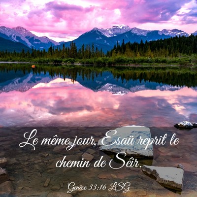 Picture 03 - Genèse 33:16 LSG - Le même jour, Esaü reprit le chemin de - Bible Verse Picture