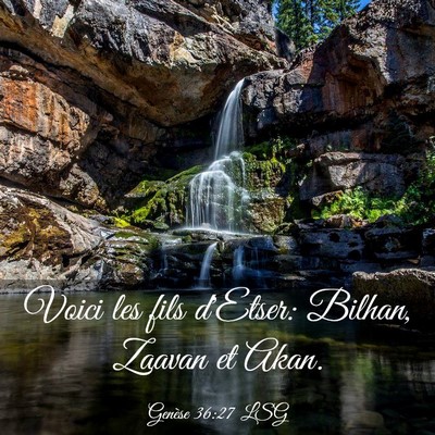 Picture 03 - Genèse 36:27 LSG - Voici les fils d'Etser: Bilhan, Zaavan et - Bible Verse Picture