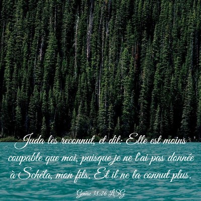 Picture 03 - Genèse 38:26 LSG - Juda les reconnut, et dit: Elle est moins - Bible Verse Picture