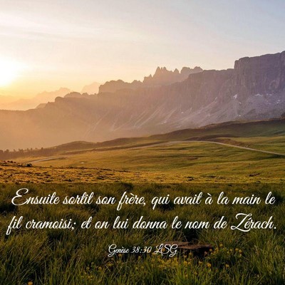 Picture 03 - Genèse 38:30 LSG - Ensuite sortit son frère, qui avait à la main - Bible Verse Picture