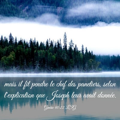 Picture 03 - Genèse 40:22 LSG - mais il fit pendre le chef des panetiers, selon - Bible Verse Picture