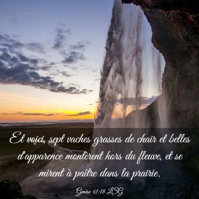 Picture 03 - Genèse 41:18 LSG - Et voici, sept vaches grasses de chair et belles - Bible Verse Picture