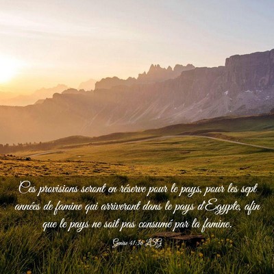 Picture 03 - Genèse 41:36 LSG - Ces provisions seront en réserve pour le pays, - Bible Verse Picture