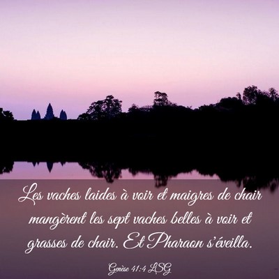 Picture 03 - Genèse 41:4 LSG - Les vaches laides à voir et maigres de chair - Bible Verse Picture