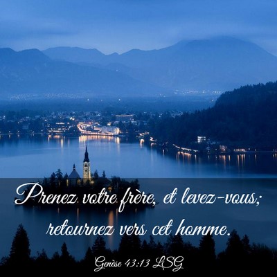 Picture 03 - Genèse 43:13 LSG - Prenez votre frère, et levez-vous; retournez - Bible Verse Picture