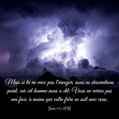 Picture 03 - Genèse 43:5 LSG - Mais si tu ne veux pas l'envoyer, nous ne - Bible Verse Picture